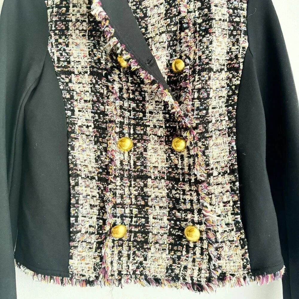 Tory Burch Tweed Detail Double Breasted Knit Fabric Jacket 0
